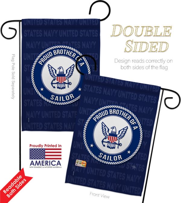 Proud Brother Sailor - Military Americana Vertical Impressions Decorative Flags HG108502 Made In USA Sale - Image 4