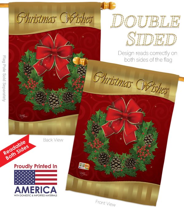 Christmas Wishes - Christmas Winter Vertical Impressions Decorative Flags HG114078 Imported Supply - Image 2