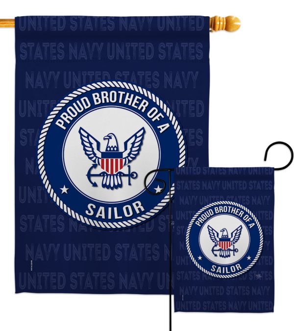 Proud Brother Sailor - Military Americana Vertical Impressions Decorative Flags HG108502 Made In USA Sale