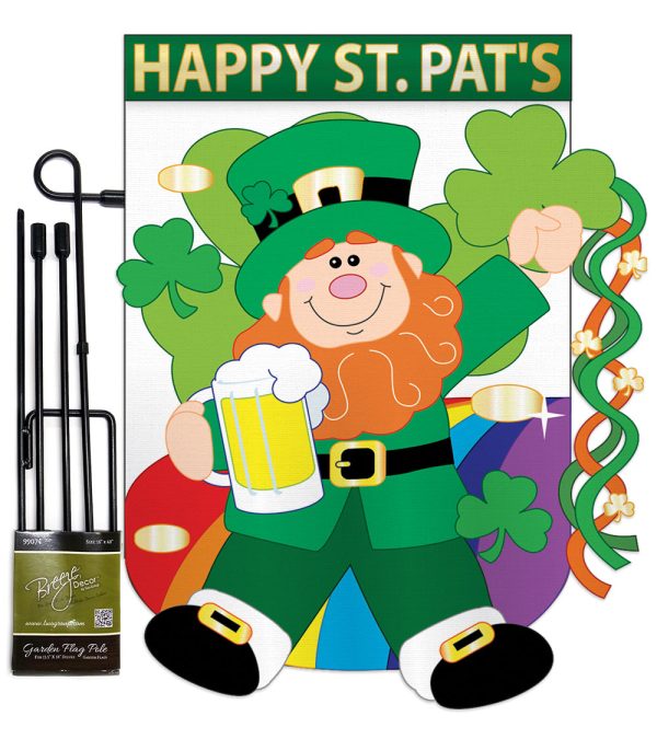 Happy St. Pat s - St Patrick Spring Vertical Applique Decorative Flags HG102019 For Cheap - Image 4