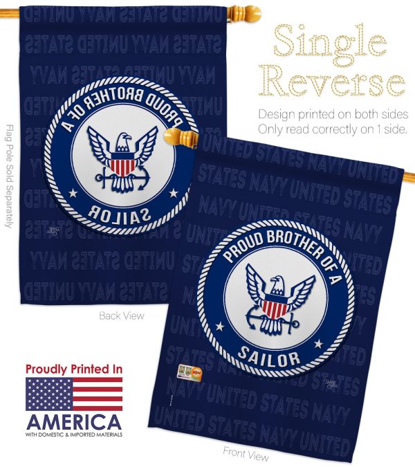 Proud Brother Sailor - Military Americana Vertical Impressions Decorative Flags HG108502 Made In USA Sale - Image 3