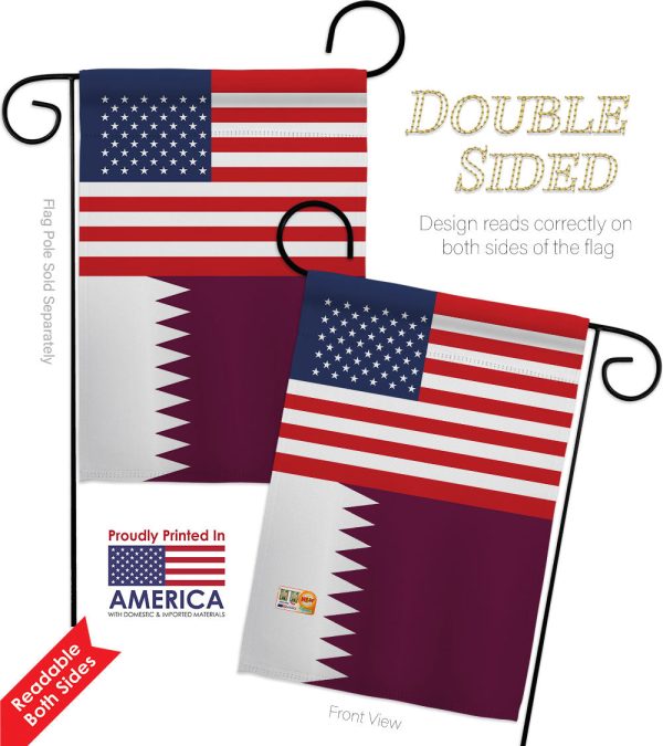 Qatar US Friendship - Nationality Flags of the World Vertical Impressions Decorative Flags HG140490 Made In USA For Sale - Image 2