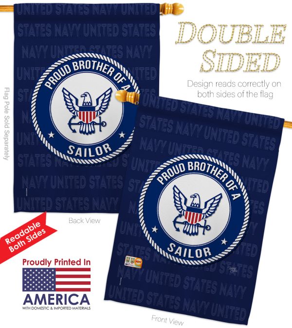Proud Brother Sailor - Military Americana Vertical Impressions Decorative Flags HG108502 Made In USA Sale - Image 2