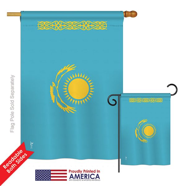 Kazakhstan - Nationality Flags of the World Vertical Impressions Decorative Flags HG140125 Printed In USA For Sale - Image 3